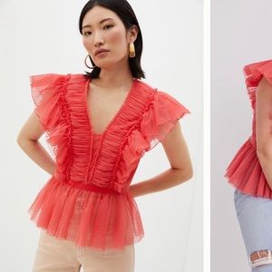Anthropologie peplum tulle top